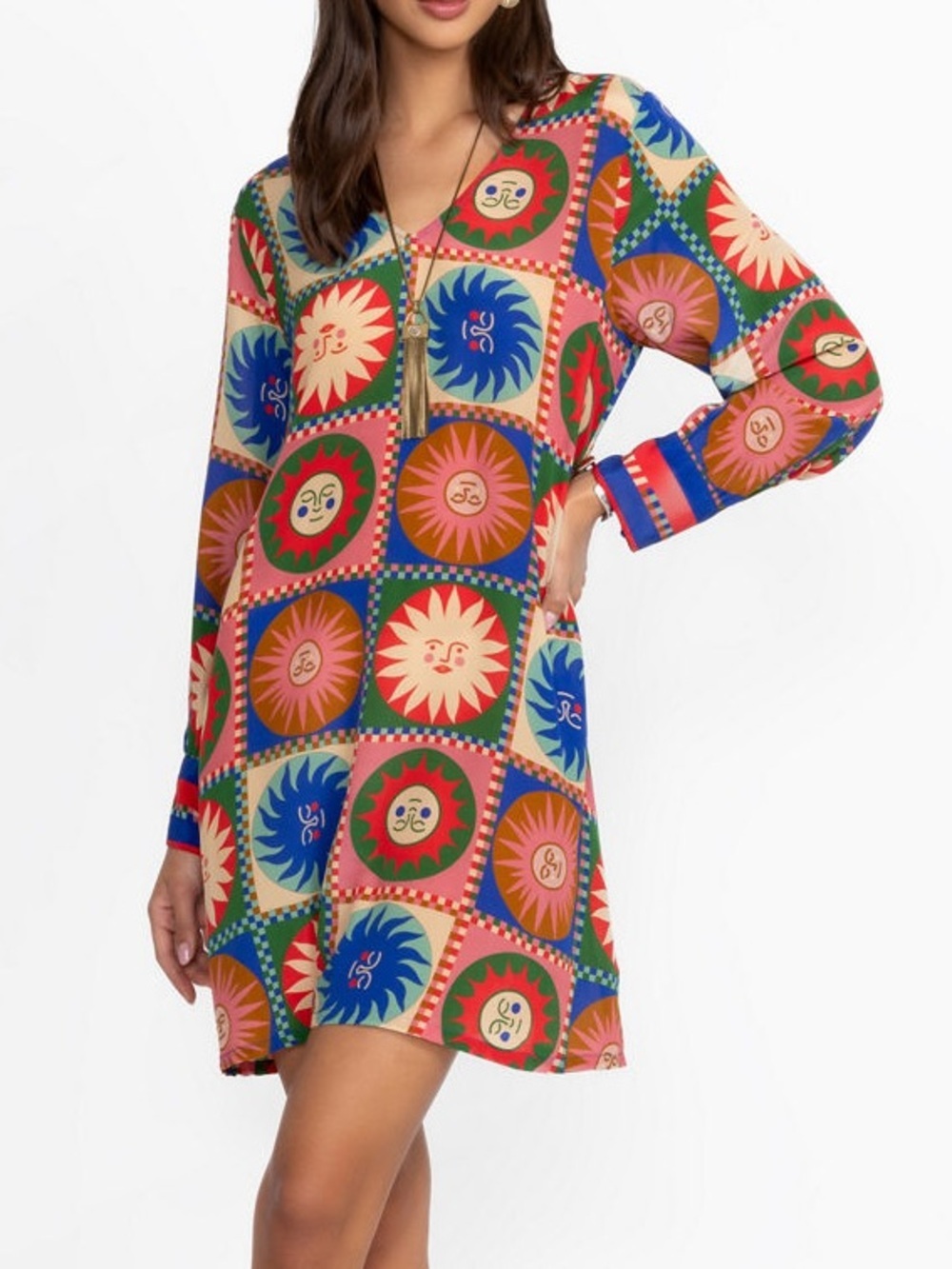 Johnny Was Workshop V-neck Swing Dress NWT Size M Boho Sun Summer Beachy